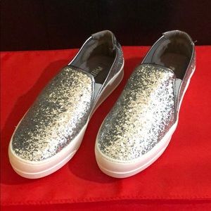 Silver slide on sneaker